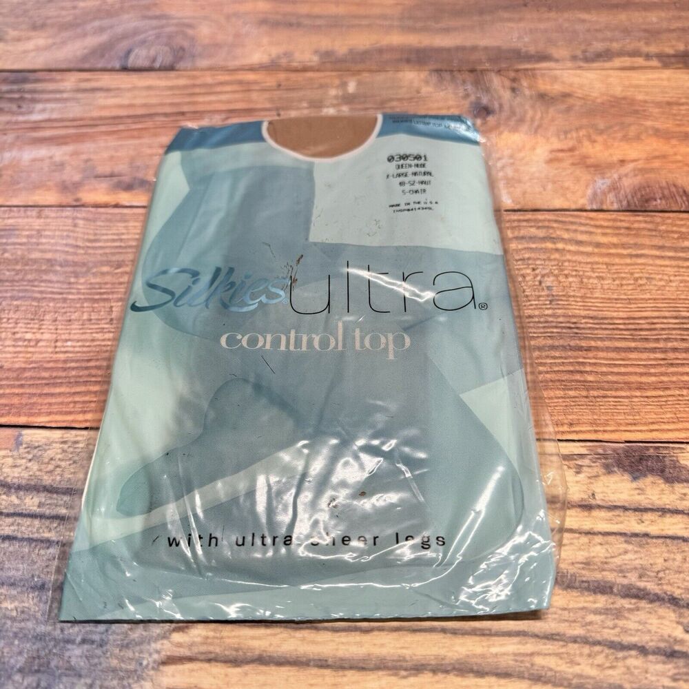 New Pair Silkies Size Queen XL Ultra Control Top Tights Nude/ Natural 2003‎